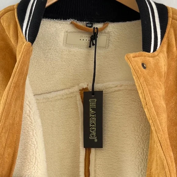 NWT - [Blank NYC] Women’s Varsity Jacket Faux Suede Bomber, Size M - Picture 7 of 11